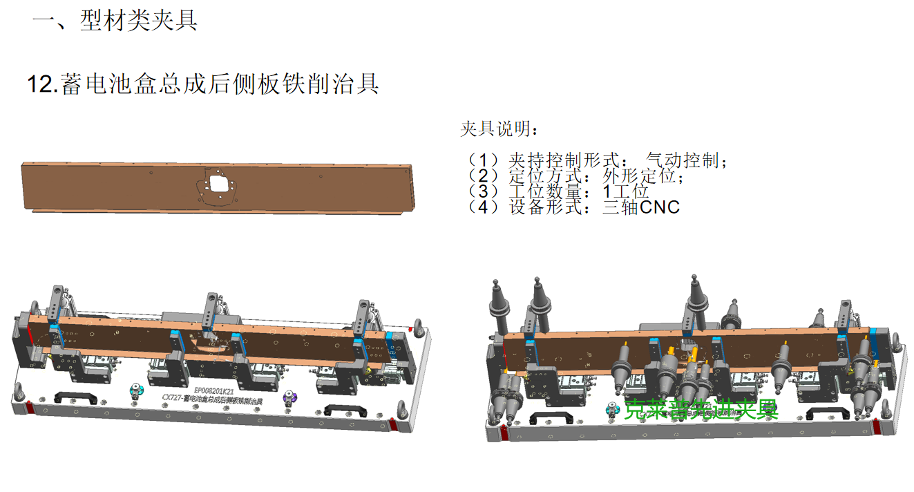 蓄电池盒总成箱体前安装支架铣削夹具 液压夹具 第4张