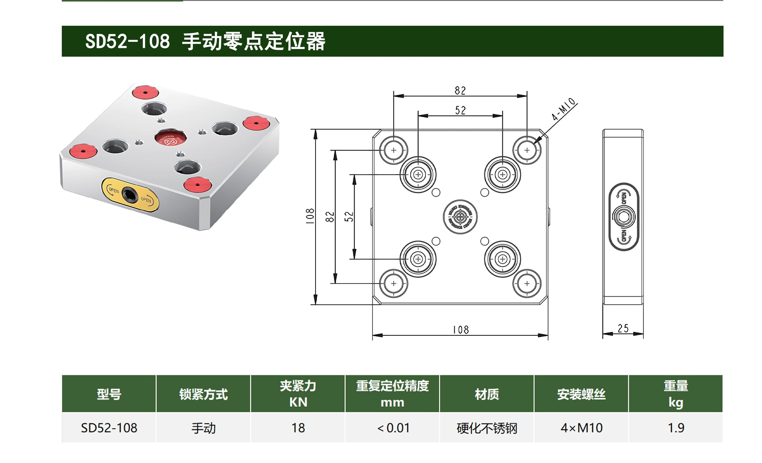 SD52-108 手动零点定位器 第1张 SD52-108 手动零点定位器 零点定位器