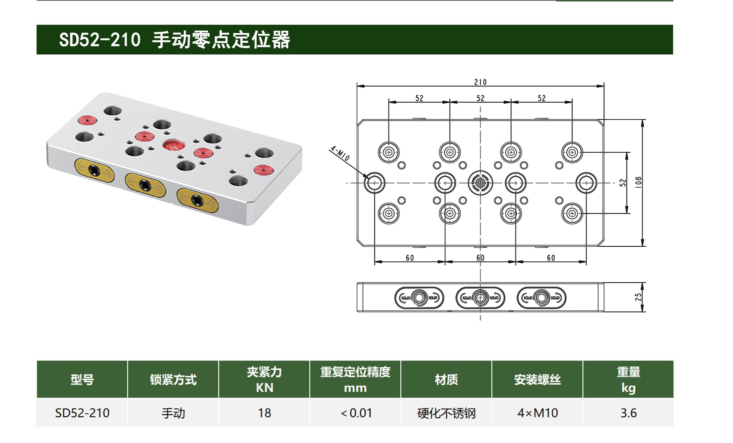 SD52-210 手动零点定位器 第1张 SD52-210 手动零点定位器 零点定位器