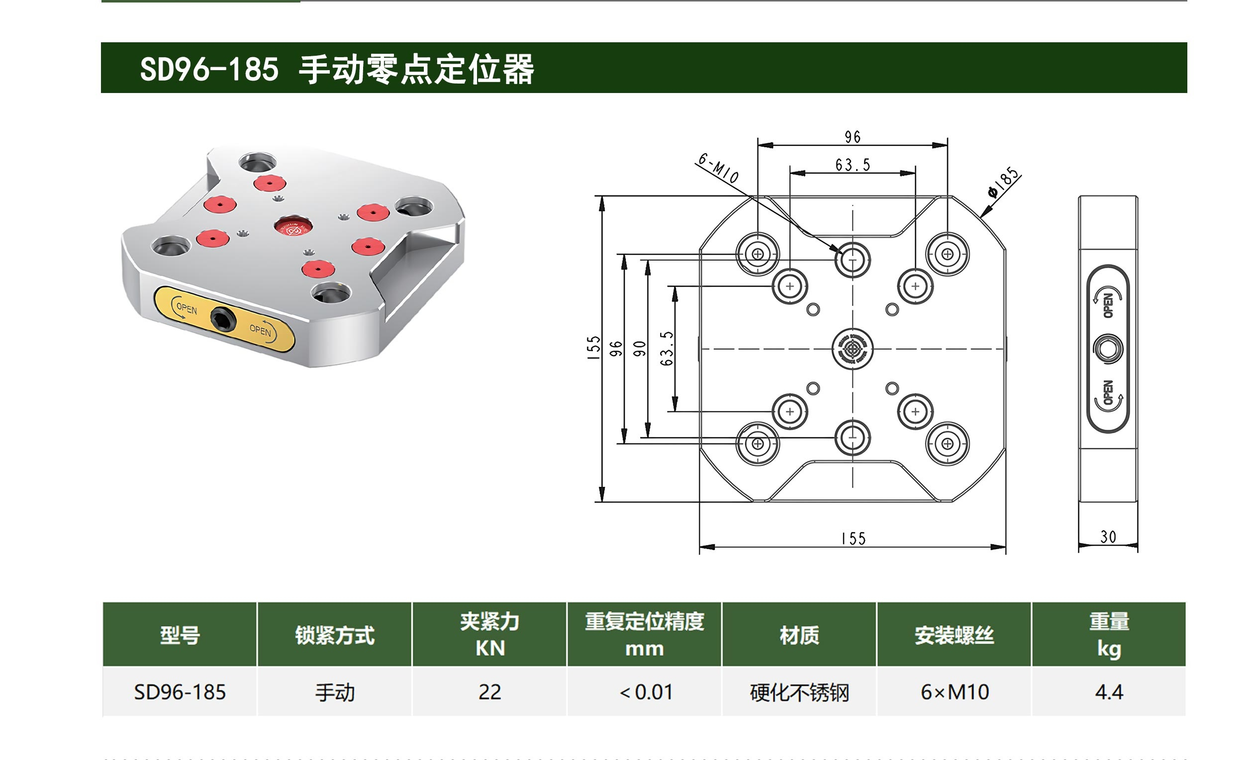 SD96-185 手动零点定位器 第1张 SD96-185 手动零点定位器 零点定位器