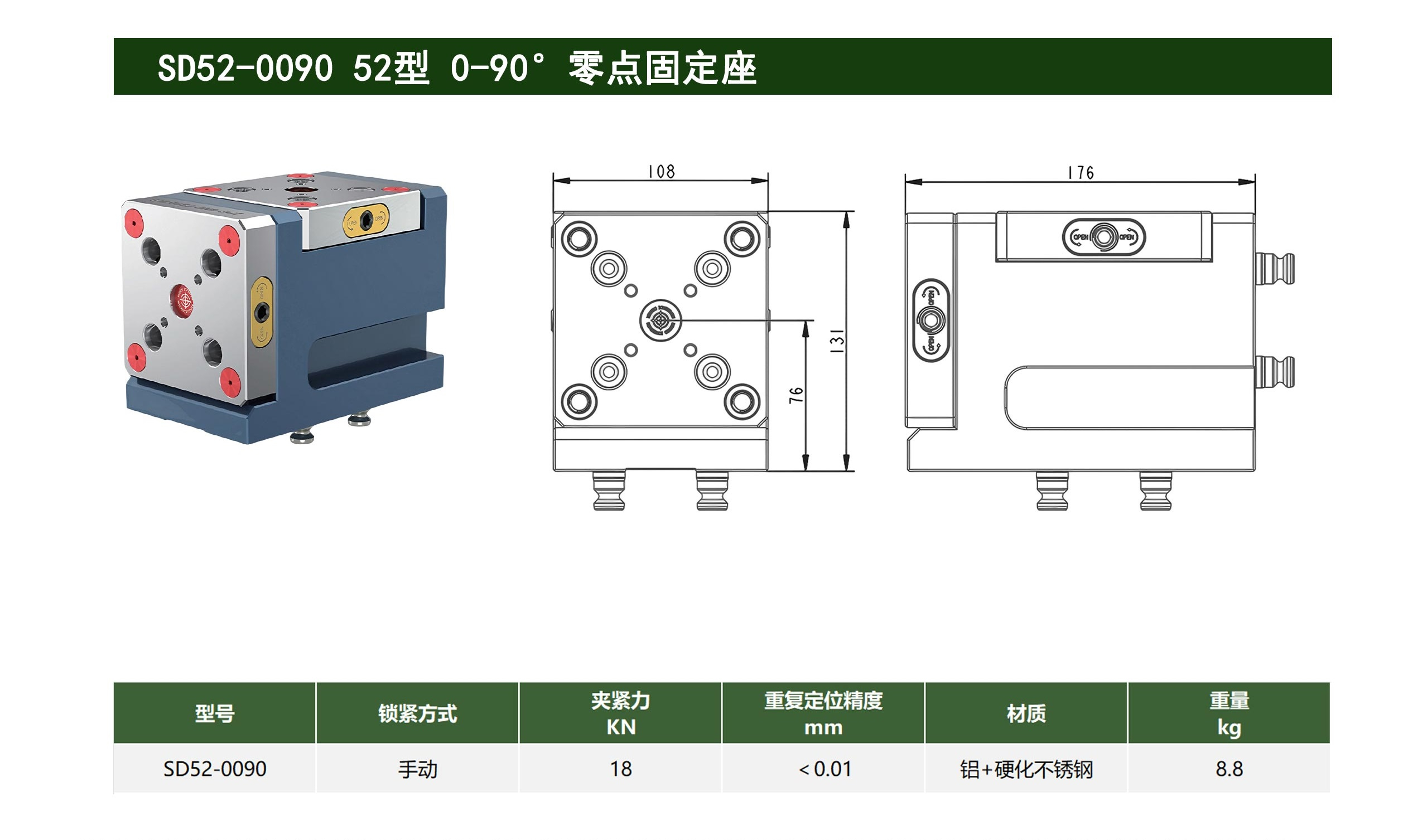 SD52-0090 52型 0-90° 零点固定座