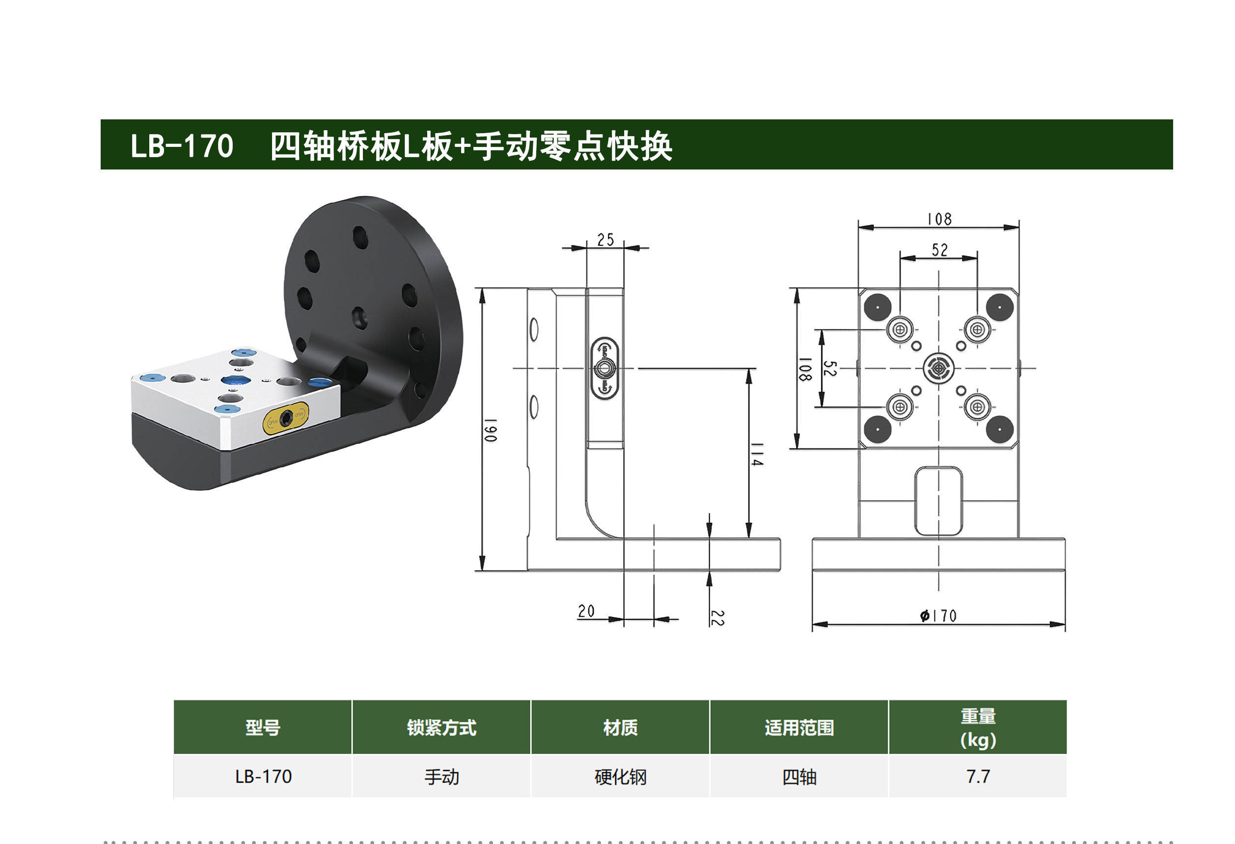 LB-170 四轴桥板L板+手动零点快换