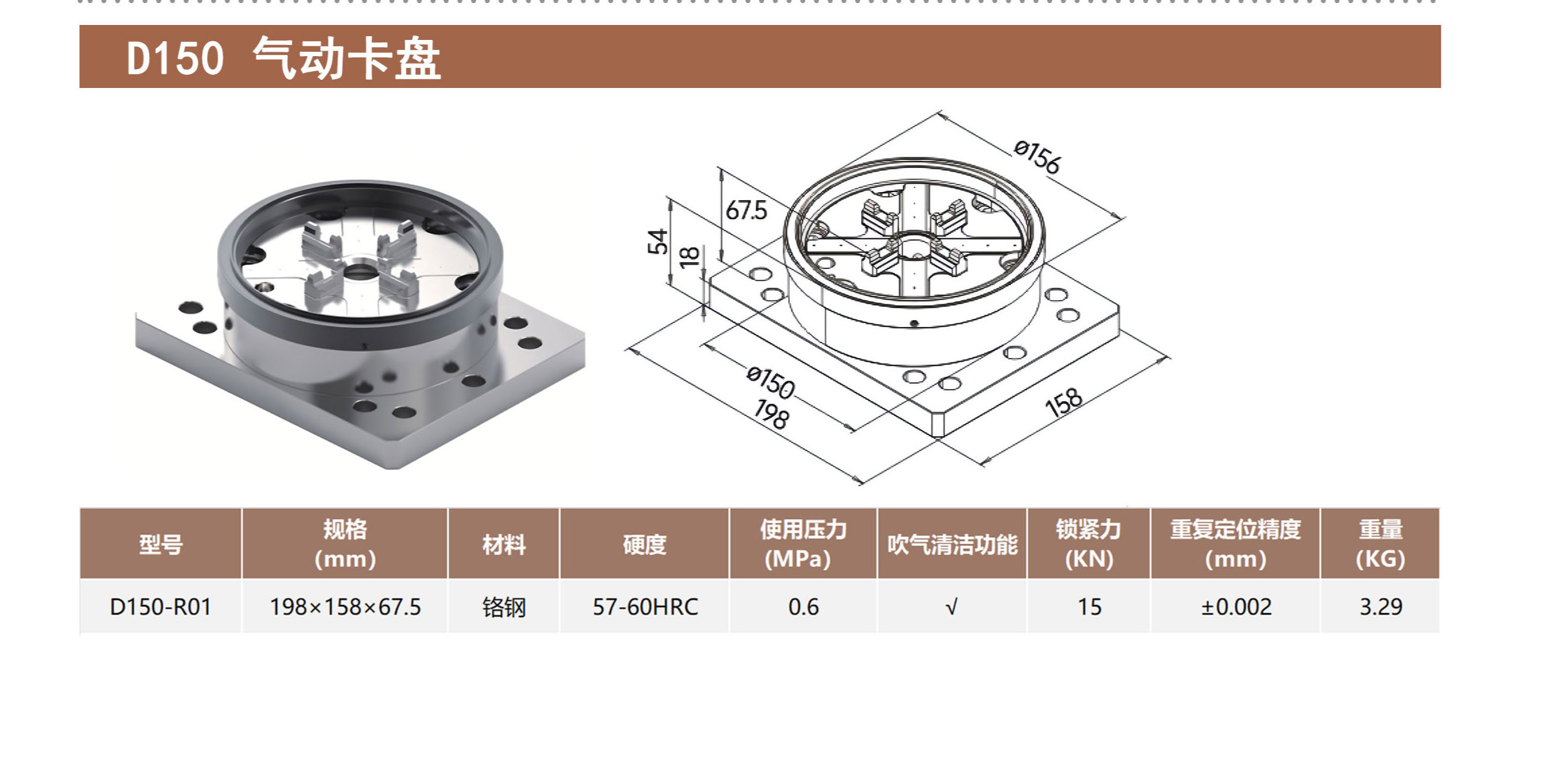 D150 气动卡盘
