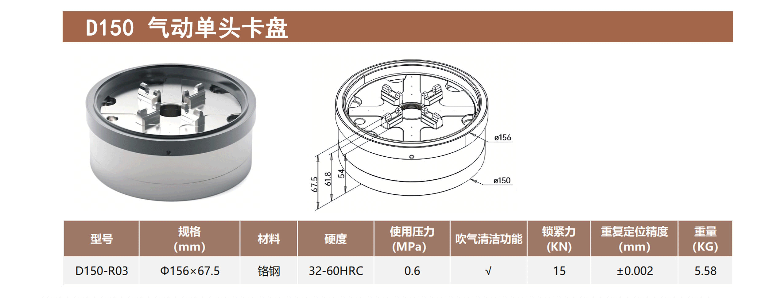 D150 气动单头卡盘