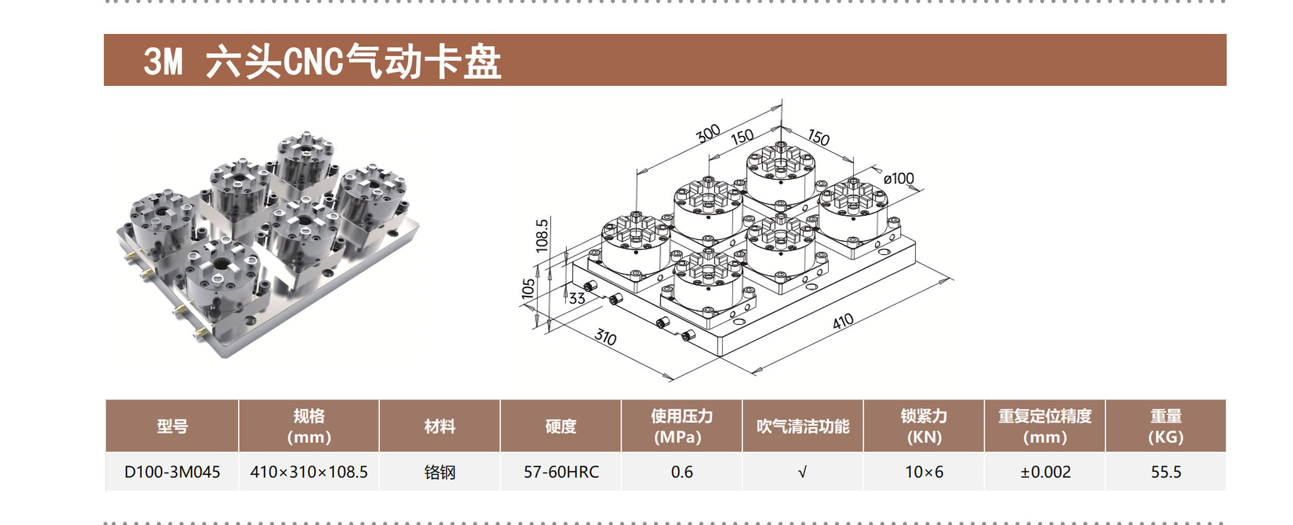3M 六头CNC气动卡盘